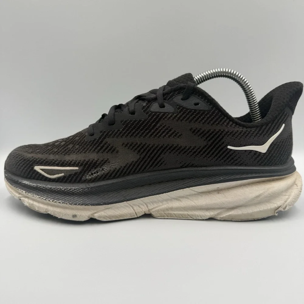 Hoka One One Clifton 9 Women's Size 9 D Wide Black White Running Shoes Sneakers - Picture 2 of 10